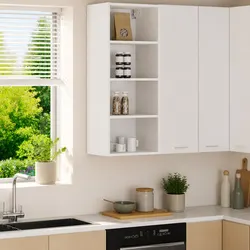 Compact White Hanging Kitchen Cabinet - Space Saver