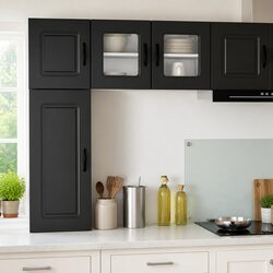 Black Kitchen Storage Cabinet - Engineered Wood 40x31x40cm