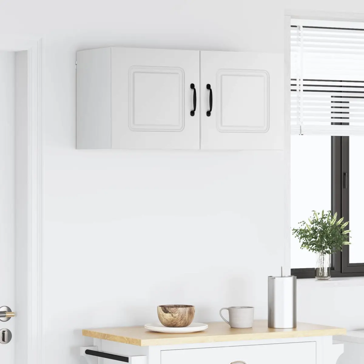 Dishwasher Panel White Engineered Wood Modern 2 Piece Kitchen Cabinet Storage Unit