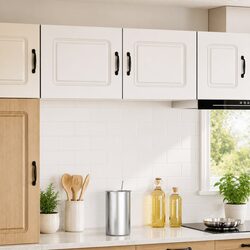 Concise White Kitchen Cabinet - Engineered Wood Design