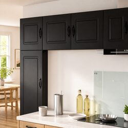 Compact Black Engineered Wood Kitchen Storage Cabinet