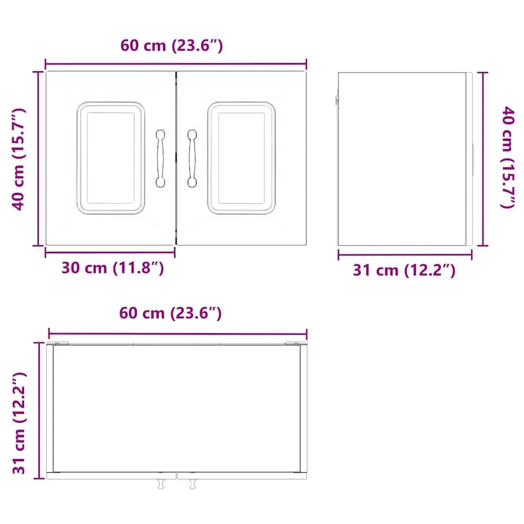 Kitchen Cabinet White Engineered Wood 60x31x40cm Storage Unit