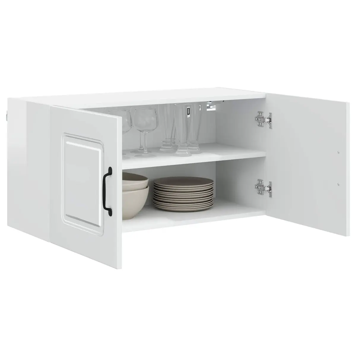 Dishwasher Cabinet Storage Organiser High Gloss White Engineered Wood 80x31x40cm