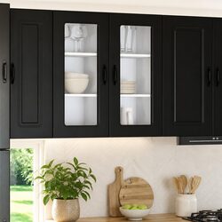 Black Engineered Wood Kitchen Cabinet: Sleek and Simple