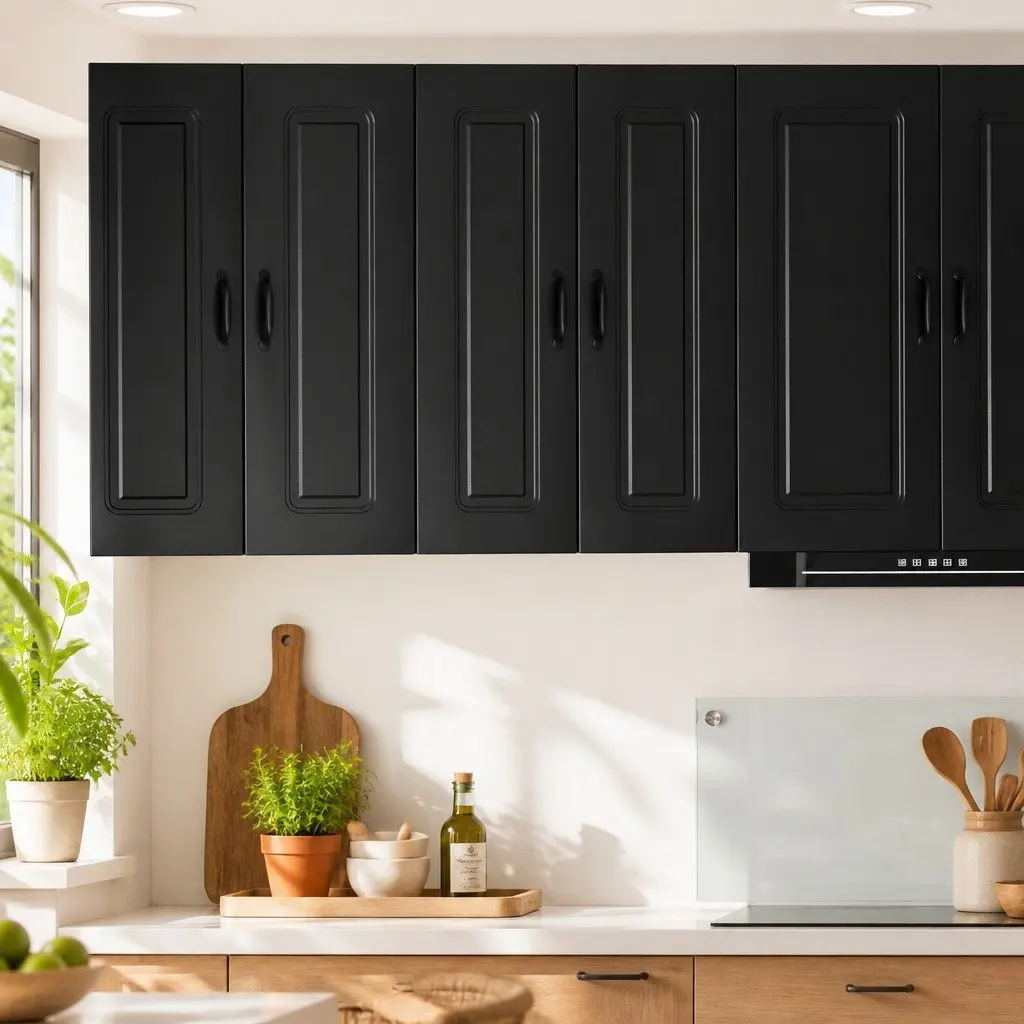 Dishwasher Panel Black Engineered Wood Kitchen Cabinet Storage Organiser 2 Piece