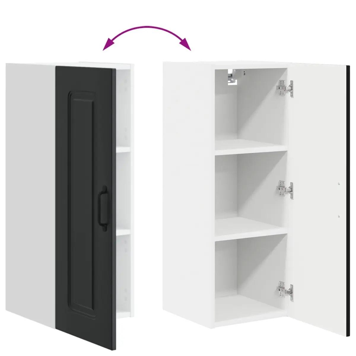 Dishwasher Panel Black Engineered Wood Kitchen Cabinet Storage Organiser 2 Piece