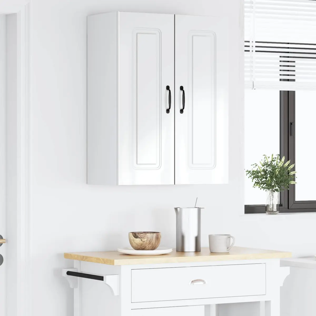 Dishwasher Panel Cabinet High Gloss White Engineered Wood Storage 2 Piece