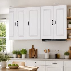 White Engineered Wood Kitchen Cabinet with Ample Storage