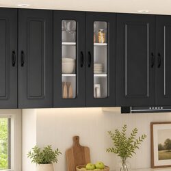 Compact Black Engineered Wood Kitchen Cabinet