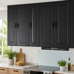 Black Engineered Wood Kitchen Cabinet | Compact Design