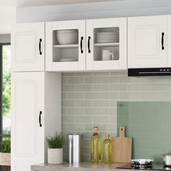 Compact White Wall Glass Cabinet - Perfect for Kitchens