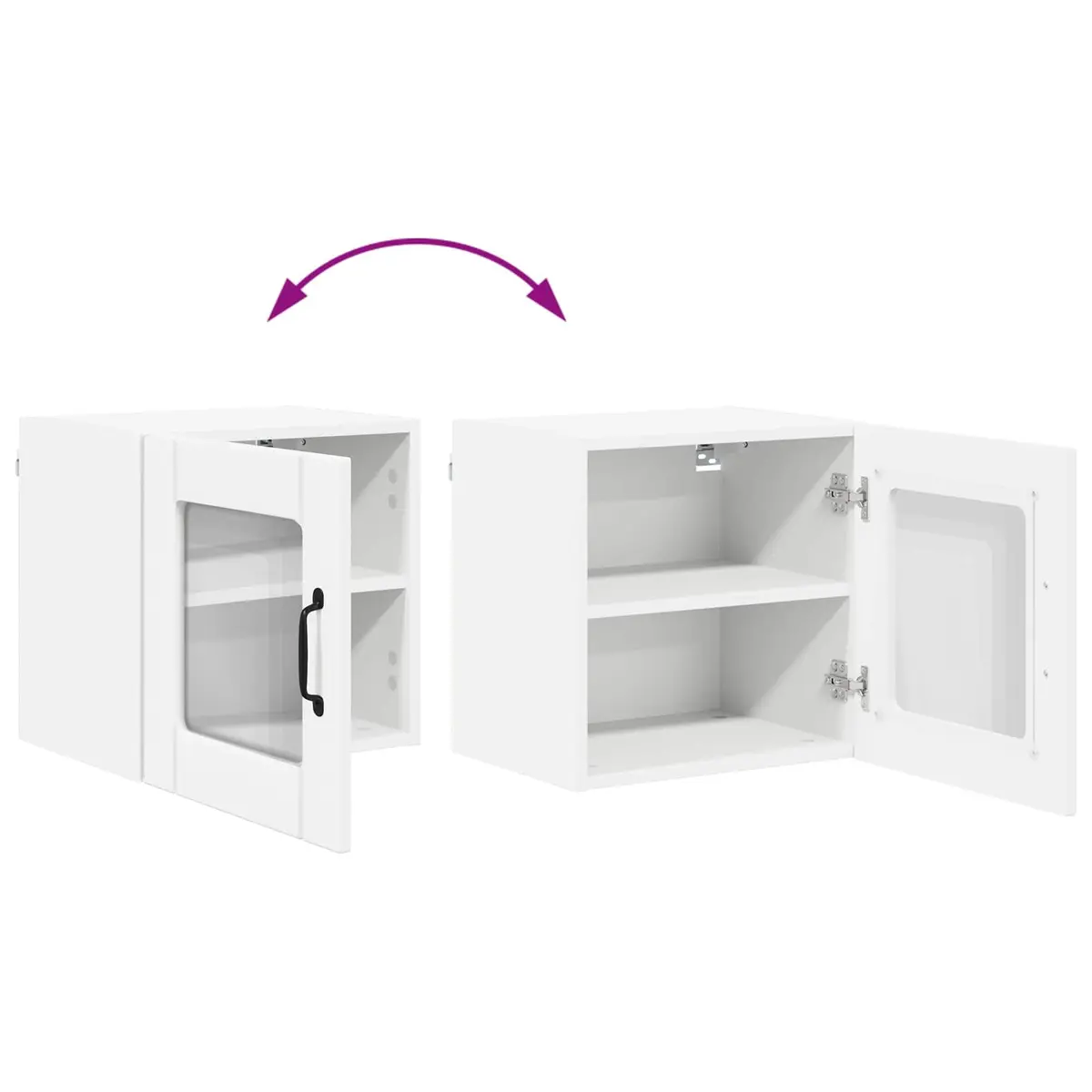 Wall Glass Cabinet White Kitchen Storage 40 x 31 x 40 cm Modern Design 2 Pieces