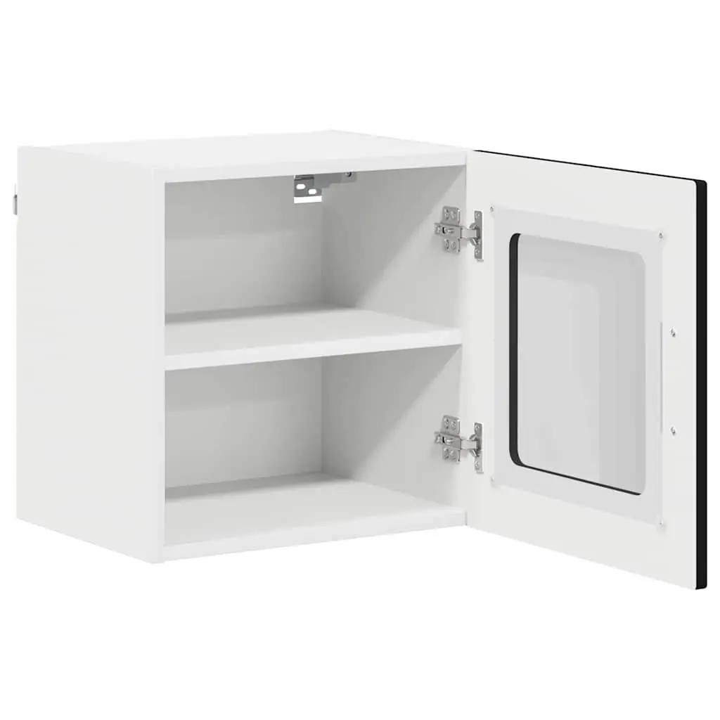 Wall Glass Cabinet 2 Pieces Black Storage Shelving Unit 40 x 31 x 40 cm
