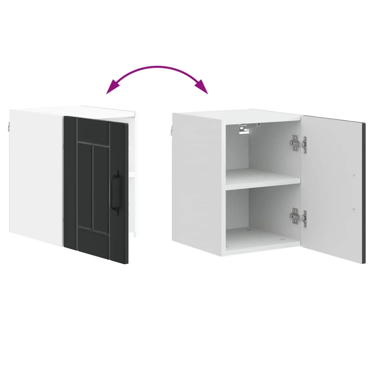 Wall Cabinet Black Rectangular Engineered Wood Dishwasher Panel