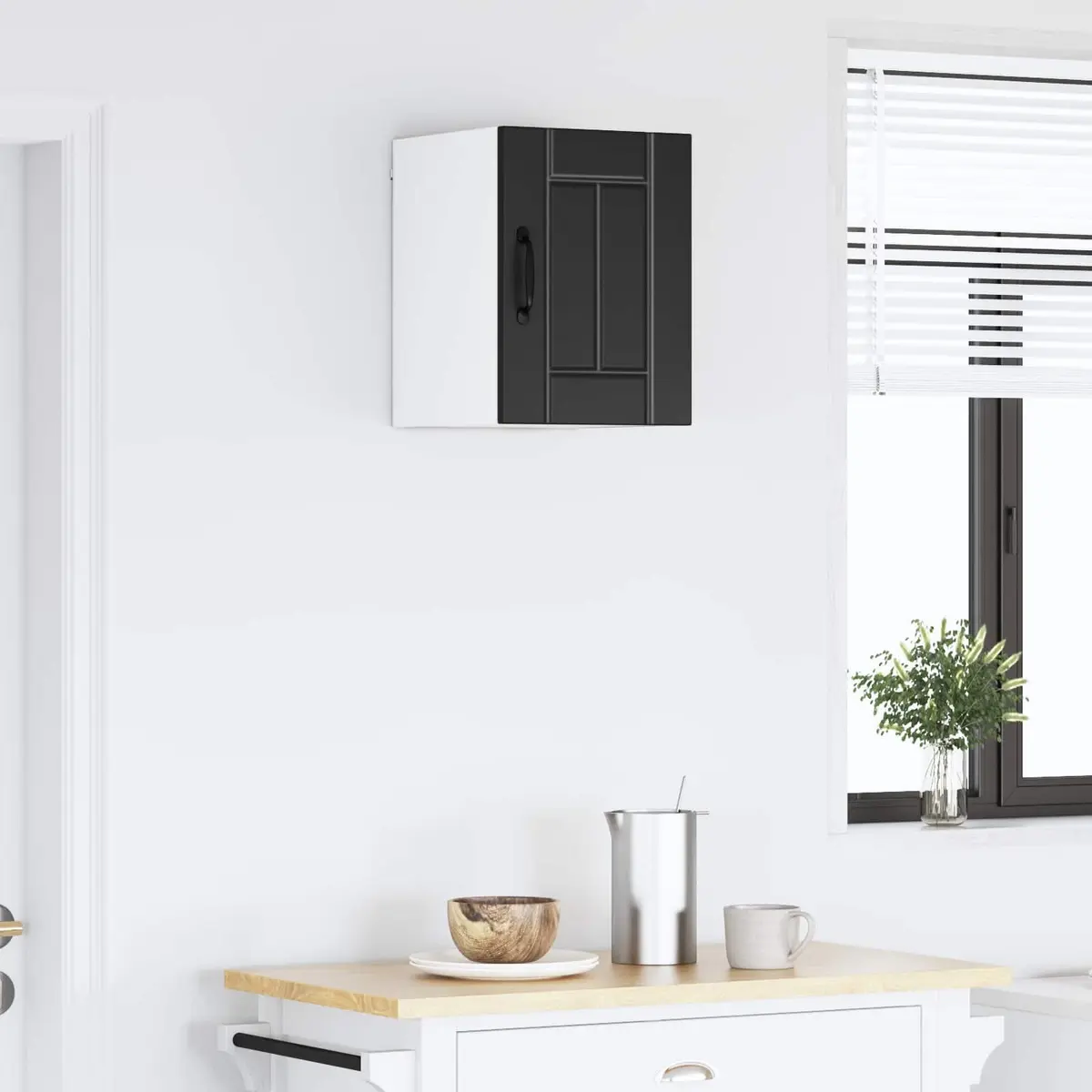 Wall Cabinet Black Rectangular Engineered Wood Dishwasher Panel