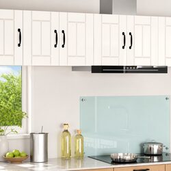 Wall Cabinet High Gloss White Kitchen Storage 2-Piece Set Engineered Wood Modern