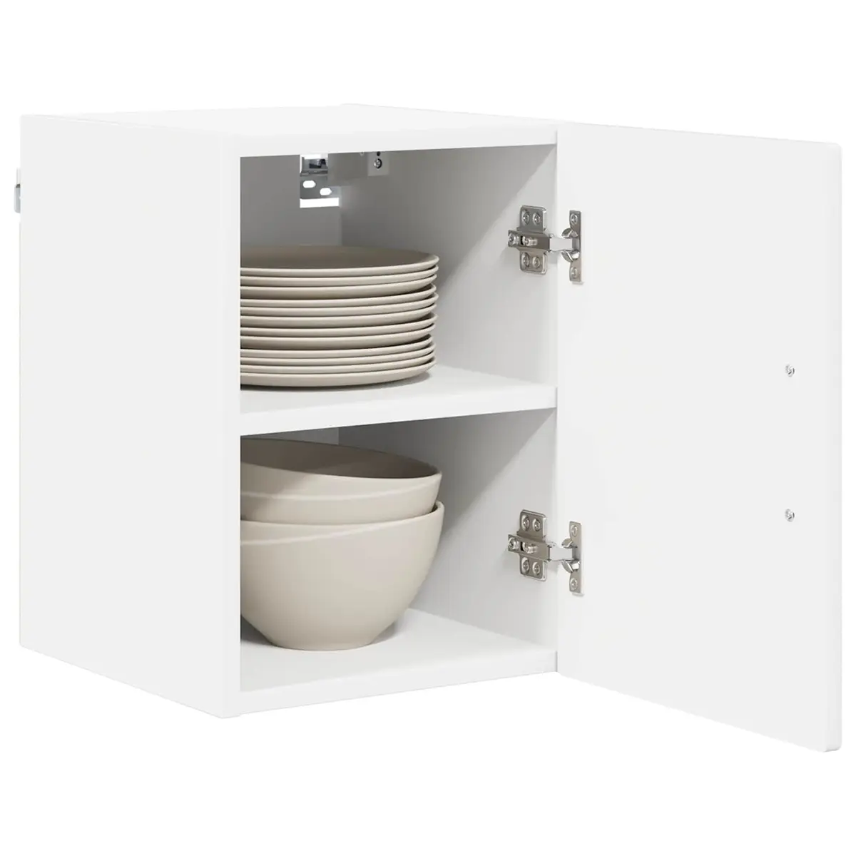 Wall Cabinet High Gloss White Kitchen Storage 2-Piece Set Engineered Wood Modern