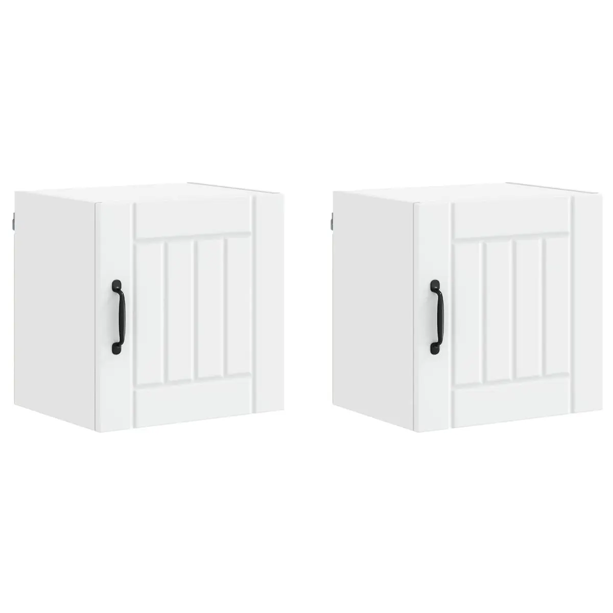 Wall Cabinet White 2 Pieces Engineered Wood Modern Rectangular Kitchen Storage