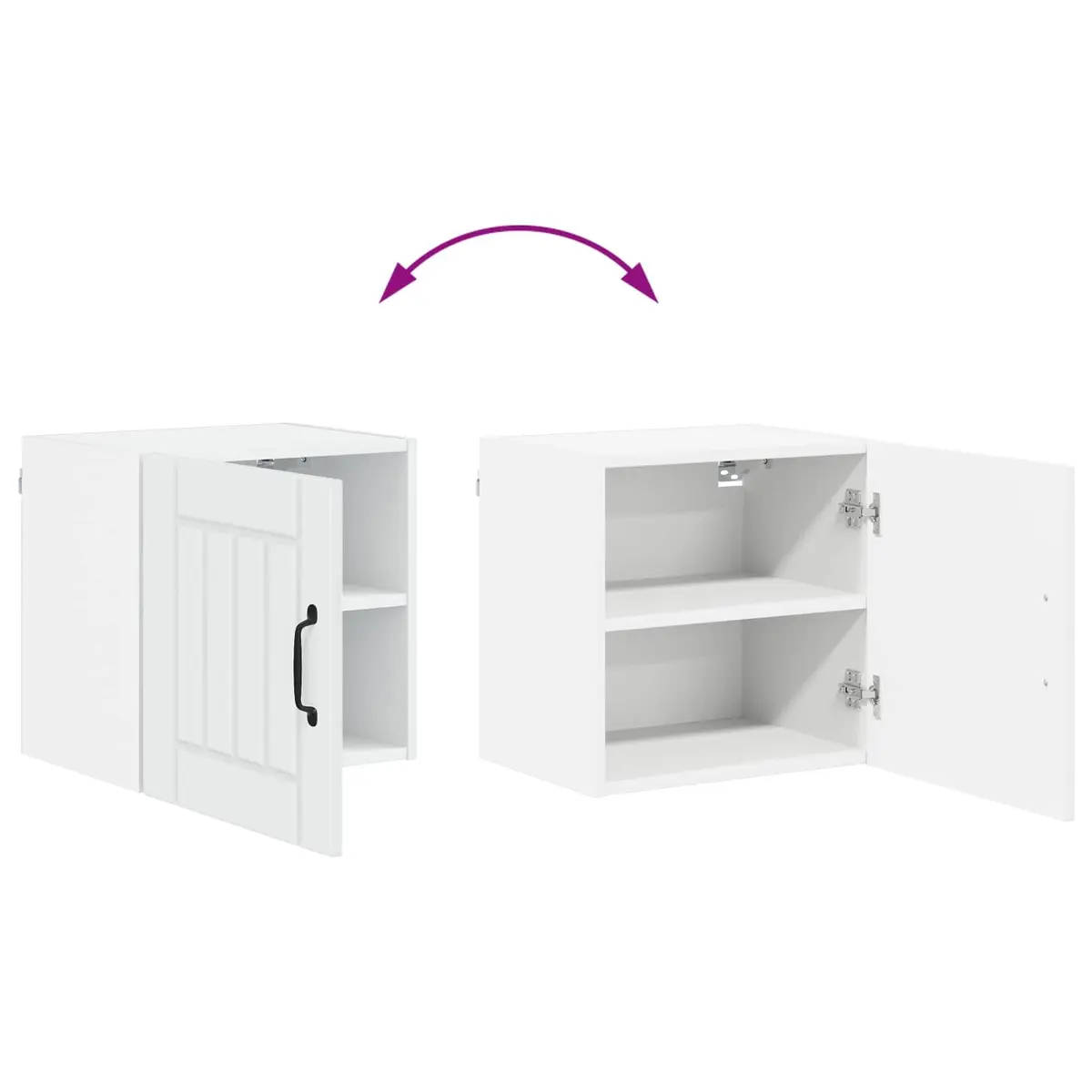 Wall Cabinet White 2 Pieces Engineered Wood Modern Rectangular Kitchen Storage