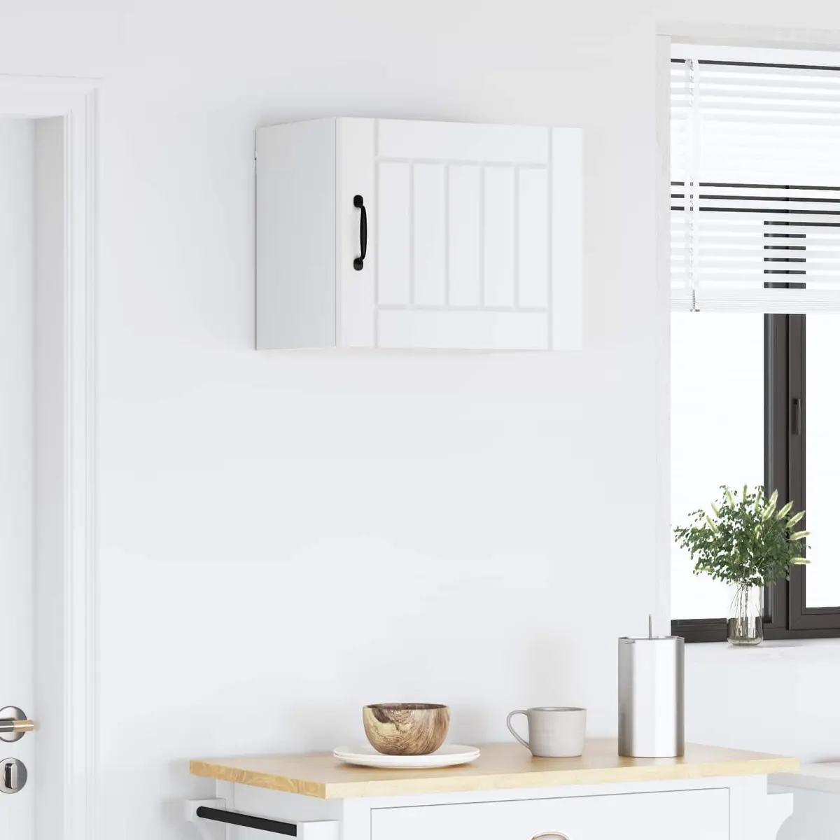 White Wall Cabinet Engineered Wood Kitchen Storage Contemporary Dishwasher Panel