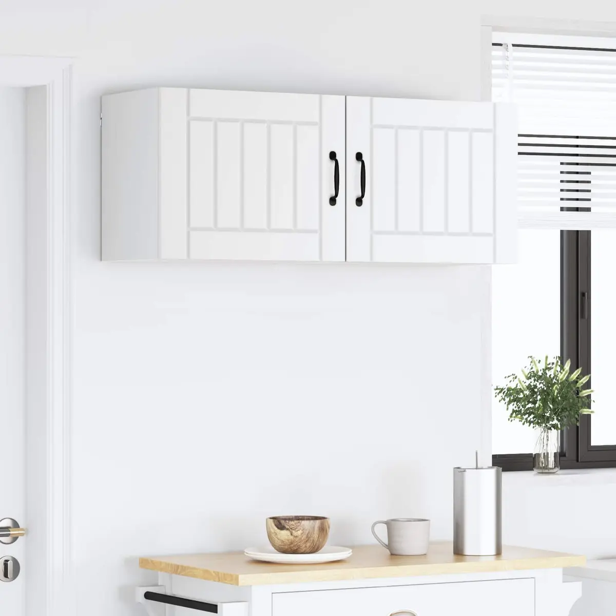 Wall Cabinet Kitchen Storage Unit White Engineered Wood 50 x 31 x 40 cm Set of 2