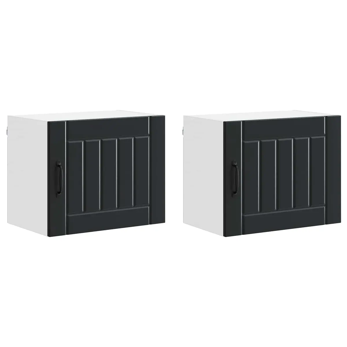 Wall Cabinet Black 50 x 31 x 40 cm Set of 2 Engineered Wood Kitchen Storage