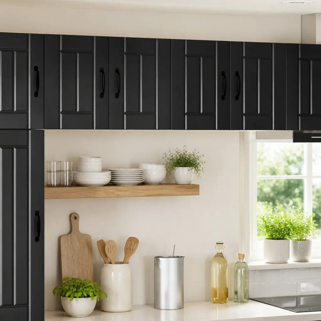 Wall Cabinet Kitchen Storage Dishwasher Panel Black 60x31x40cm Modern Furniture