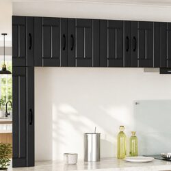 Concise Black Engineered Wood Wall Cabinet Set