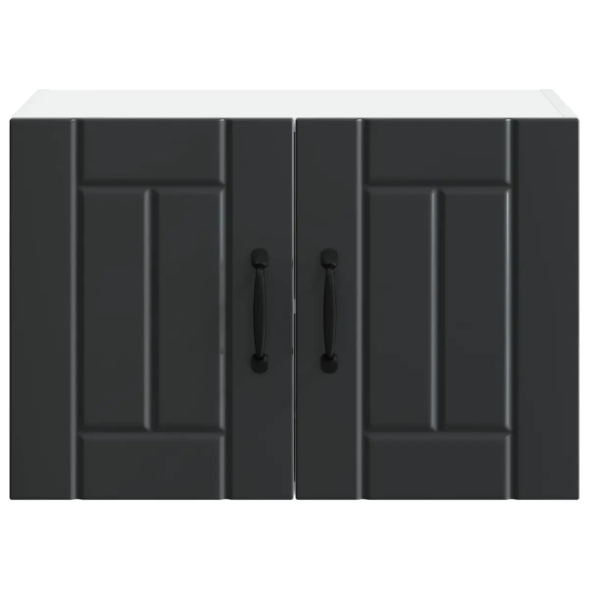 Wall Cabinet Black 2 Piece Engineered Wood Kitchen Storage 60x31x40cm