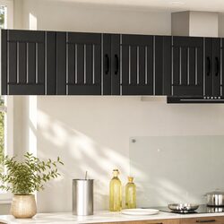 Wall Cabinet Black Engineered Wood Kitchen Storage Cupboard 80 x 31 x 40 cm