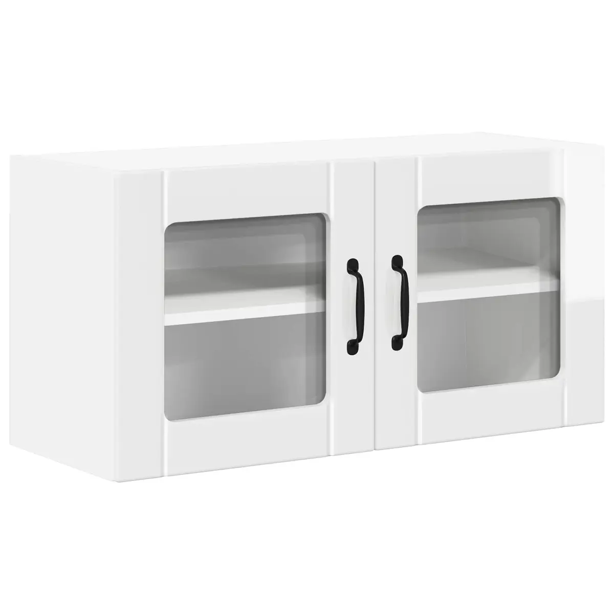 Wall Glass Cabinet High Gloss White Storage Kitchen Furniture 80cm Modern Home