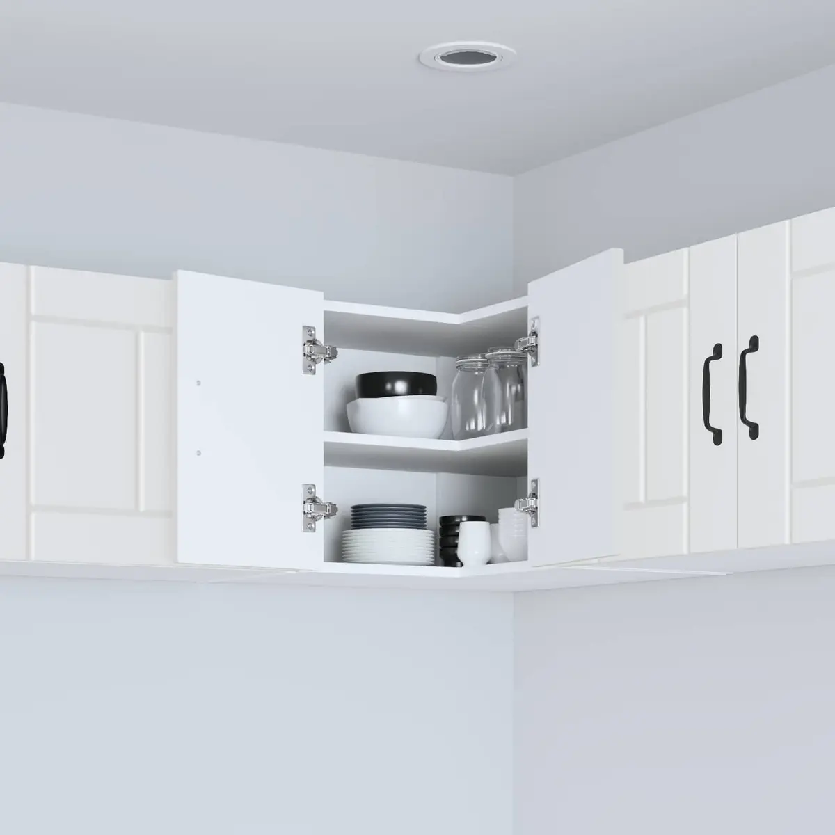 Wall Corner Cabinet White Engineered Wood Kitchen Storage Cupboard 57x57x40cm