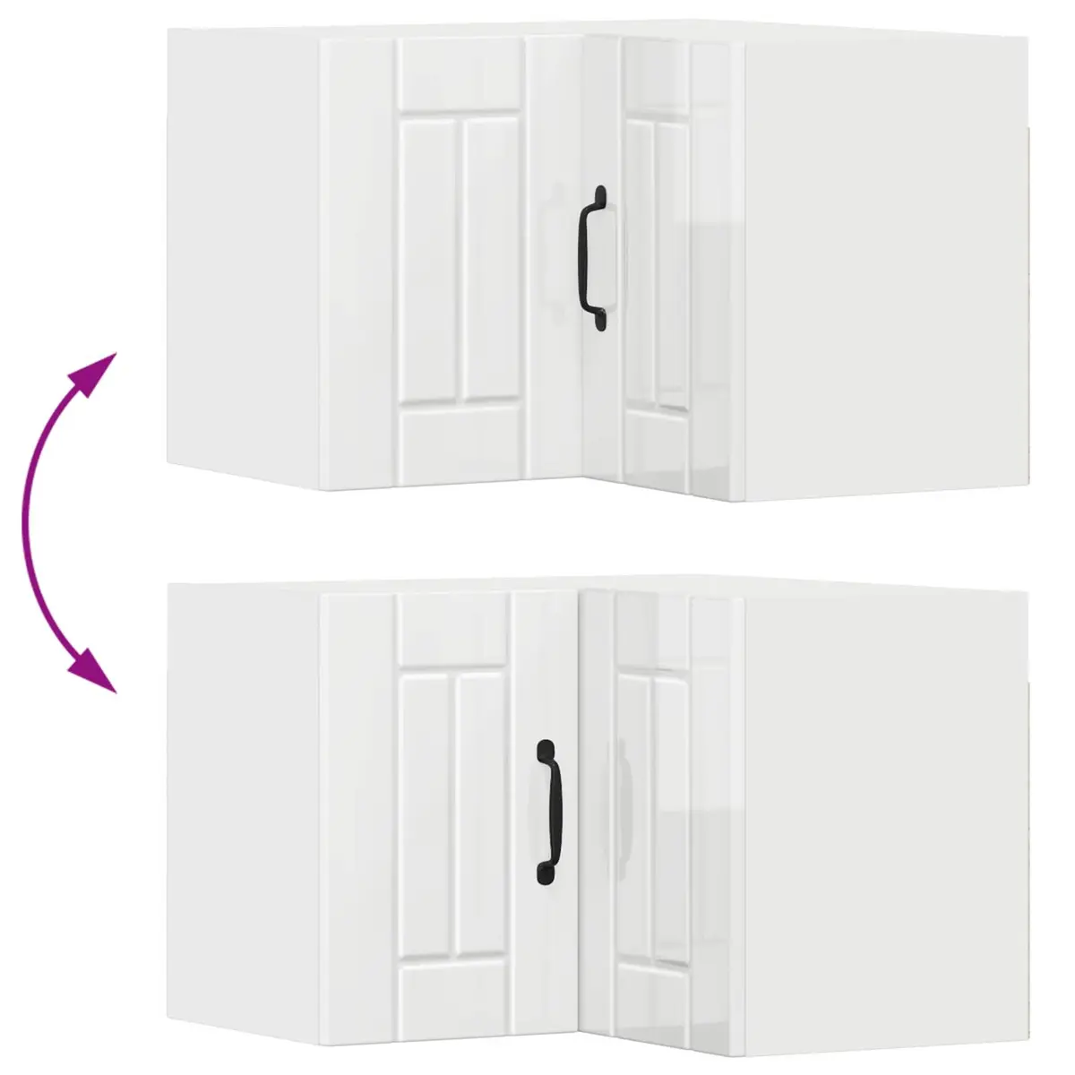 Wall Corner Cabinet High Gloss White 57 x 57 x 40 cm Modern Kitchen Storage Unit