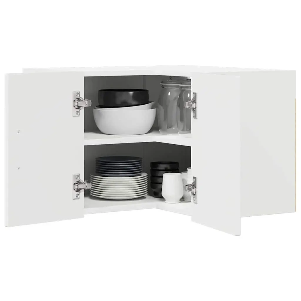 Wall Corner Cabinet High Gloss White 57 x 57 x 40 cm Modern Kitchen Storage Unit