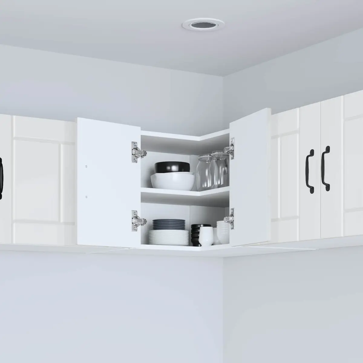 Wall Corner Cabinet High Gloss White 57 x 57 x 40 cm Modern Kitchen Storage Unit