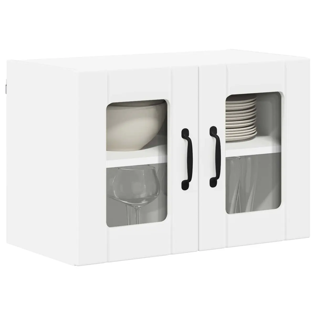 Wall Glass Cabinet White 60x31x40cm Modern Storage Kitchen Organiser Unit