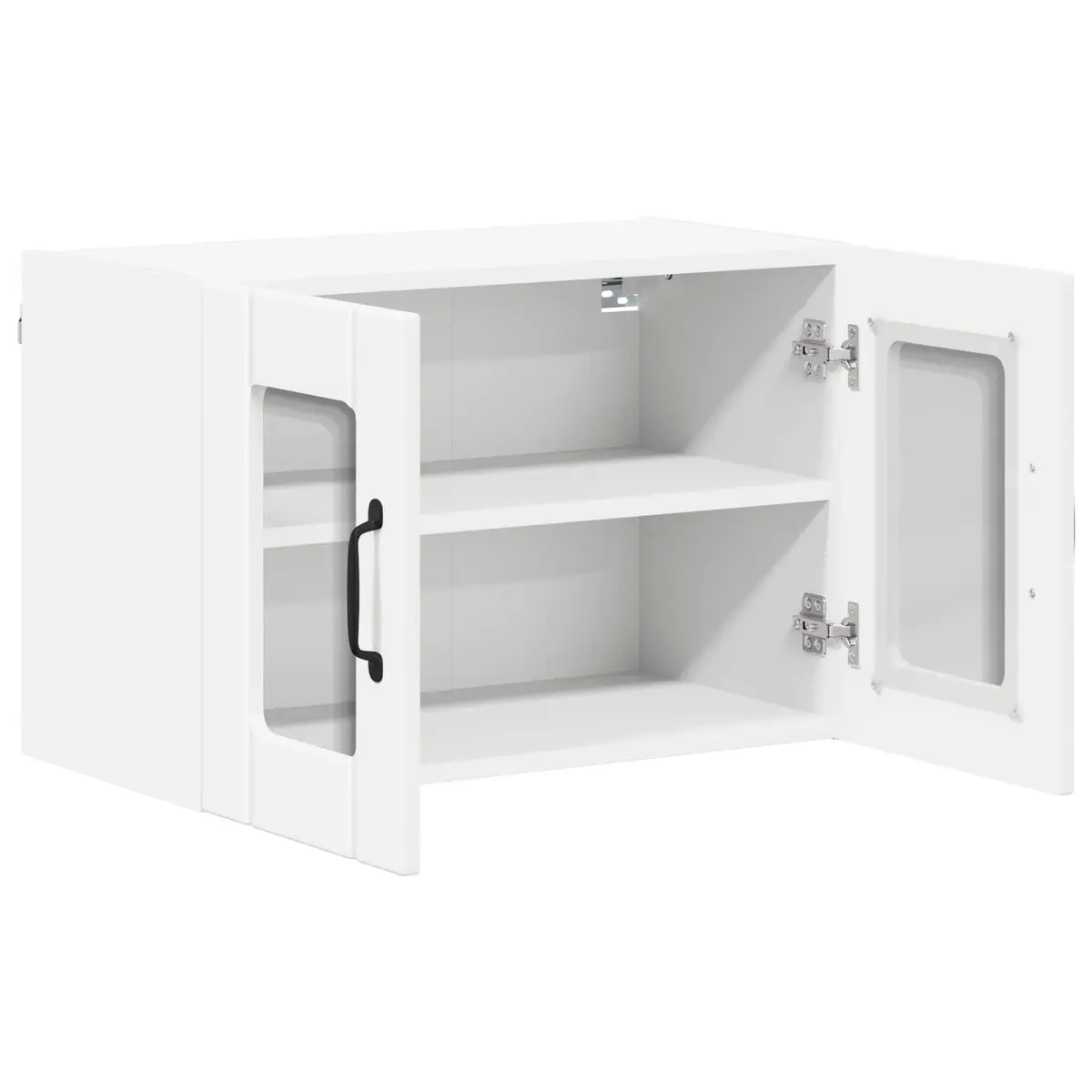 Wall Glass Cabinet White 60x31x40cm Modern Storage Kitchen Organiser Unit