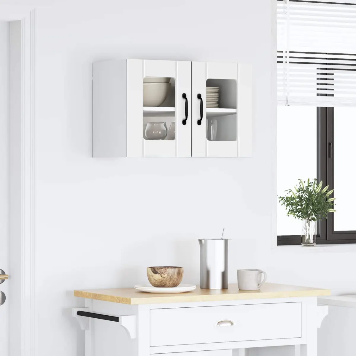 Engineered Wood Wall Cabinet High Gloss White Modern Kitchen Storage 60x31x40cm