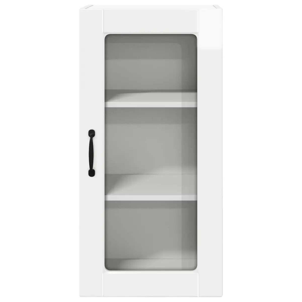 Wall Glass Cabinet High Gloss White 2 Piece Modern Kitchen Storage Shelving Unit