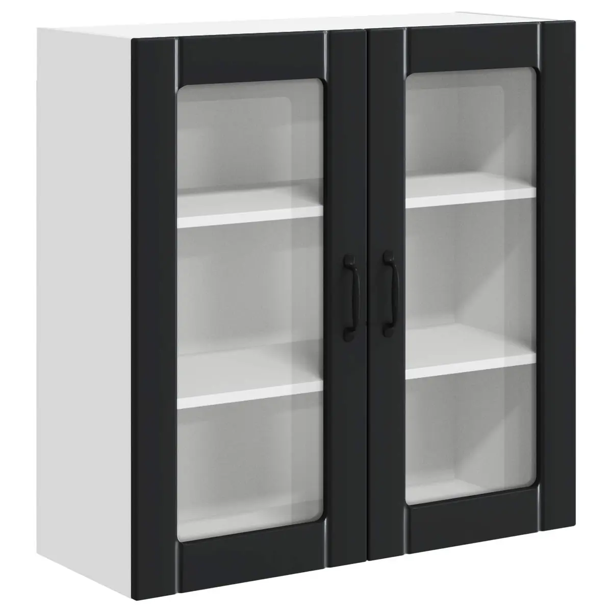 Wall Glass Cabinet Black 80x31x80cm Kitchen Storage Engineered Wood Modern