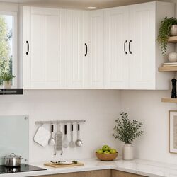 Compact White Corner Cabinet for Kitchen Efficiency