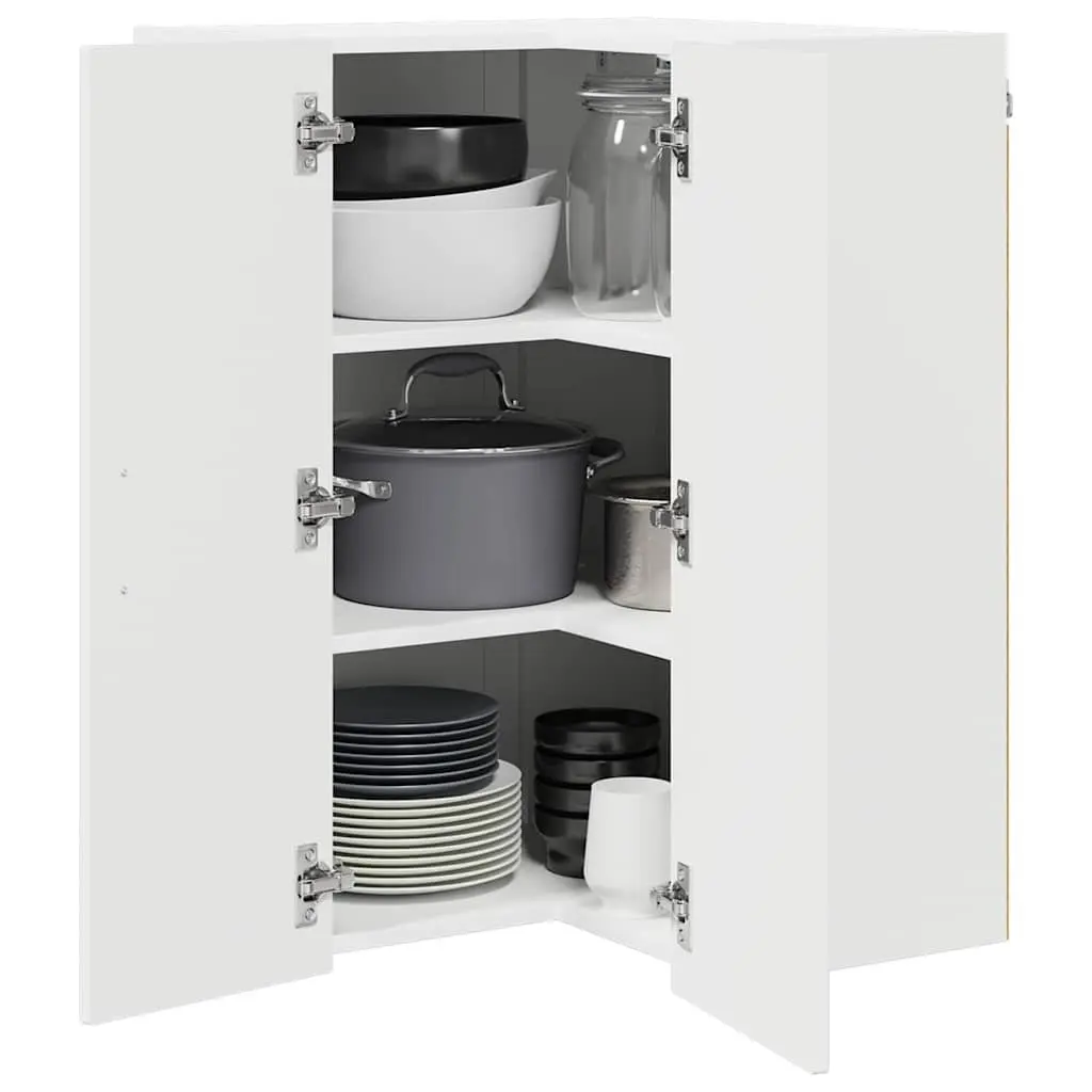 Corner Cabinet White High Gloss Engineered Wood Modern Kitchen Storage Unit