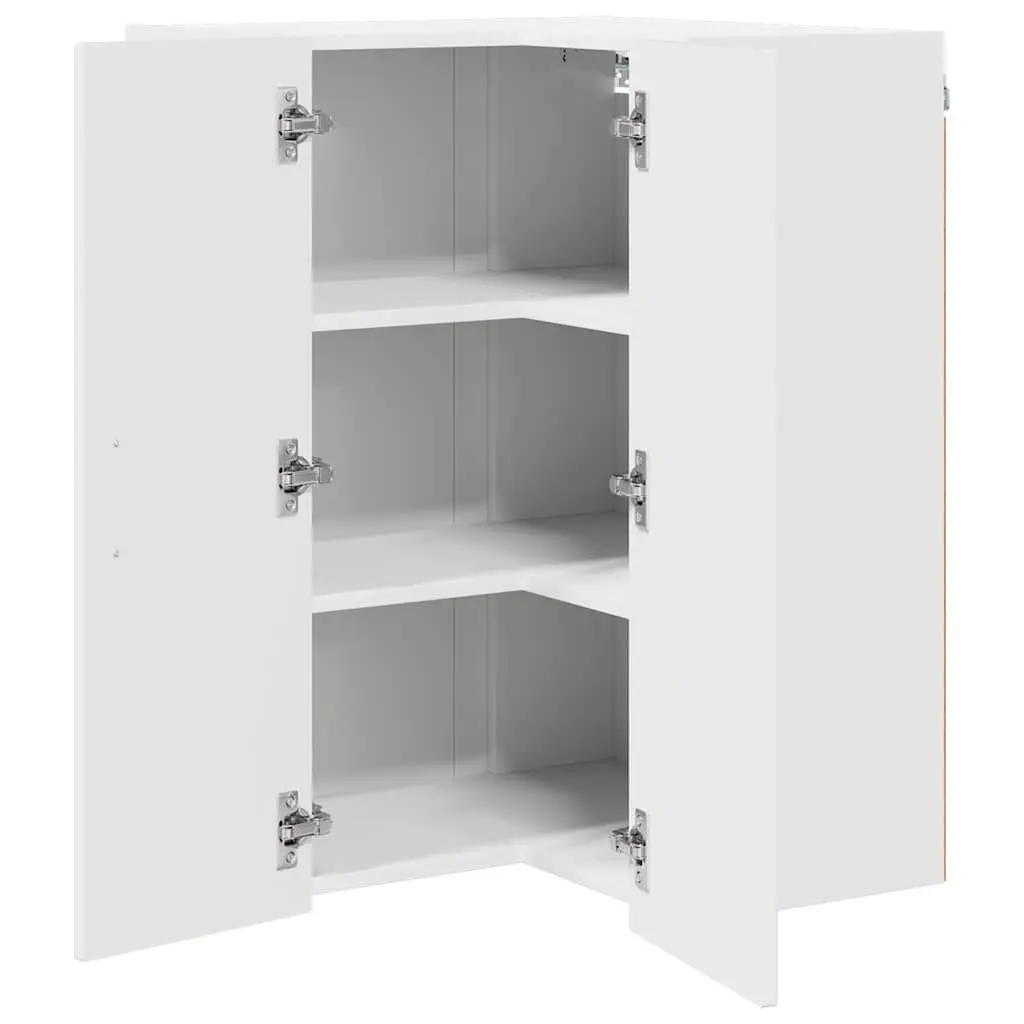 Corner Cabinet White High Gloss Engineered Wood Modern Kitchen Storage Unit