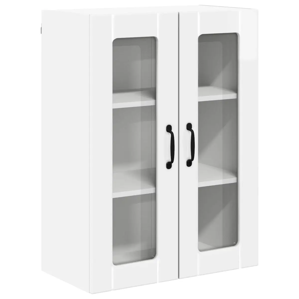 Wall Glass Cabinet High Gloss White Storage Unit Kitchen Cupboard 60x31x80cm