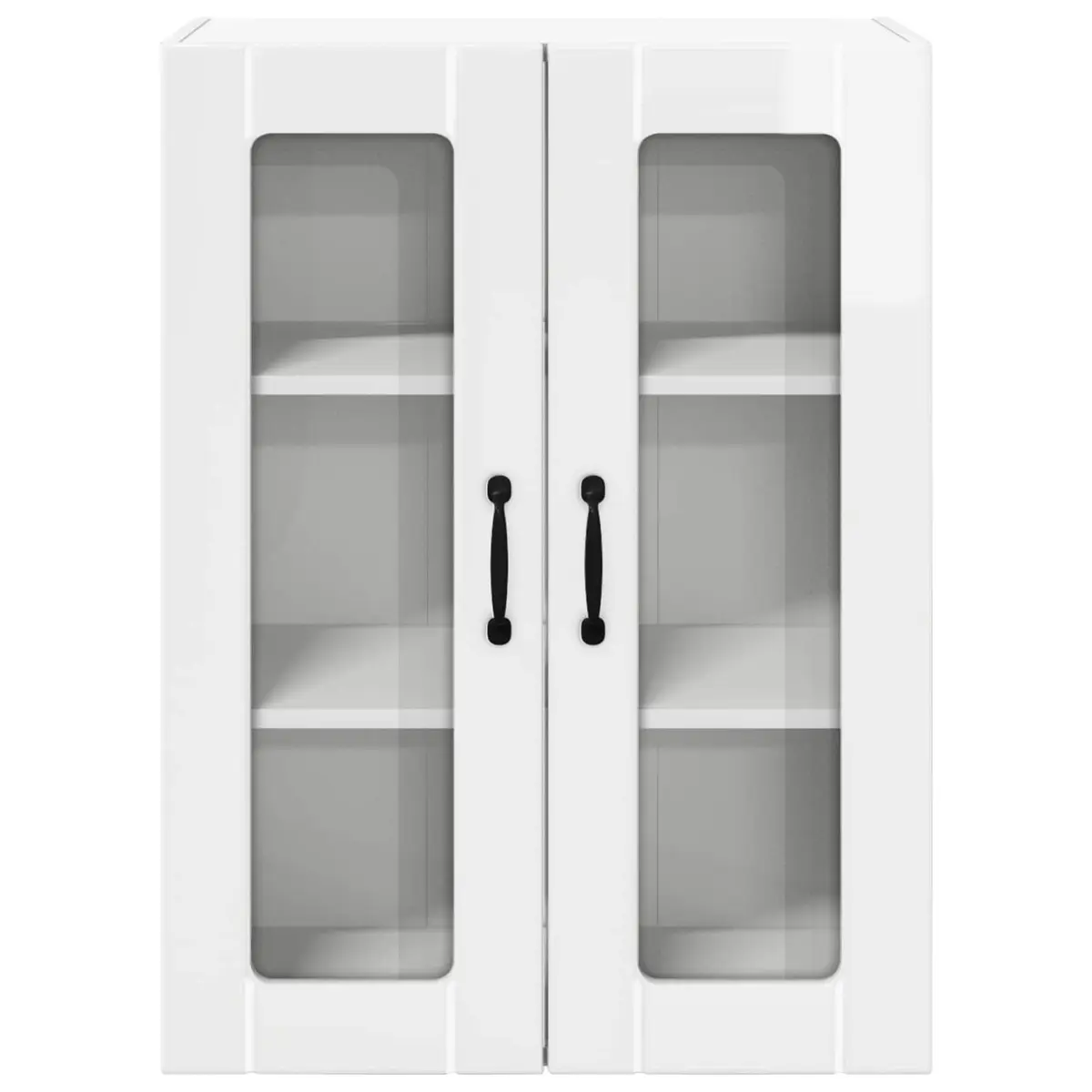 Wall Glass Cabinet High Gloss White Storage Unit Kitchen Cupboard 60x31x80cm