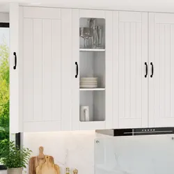 Compact White Glass Cabinet for Kitchen and Living Space