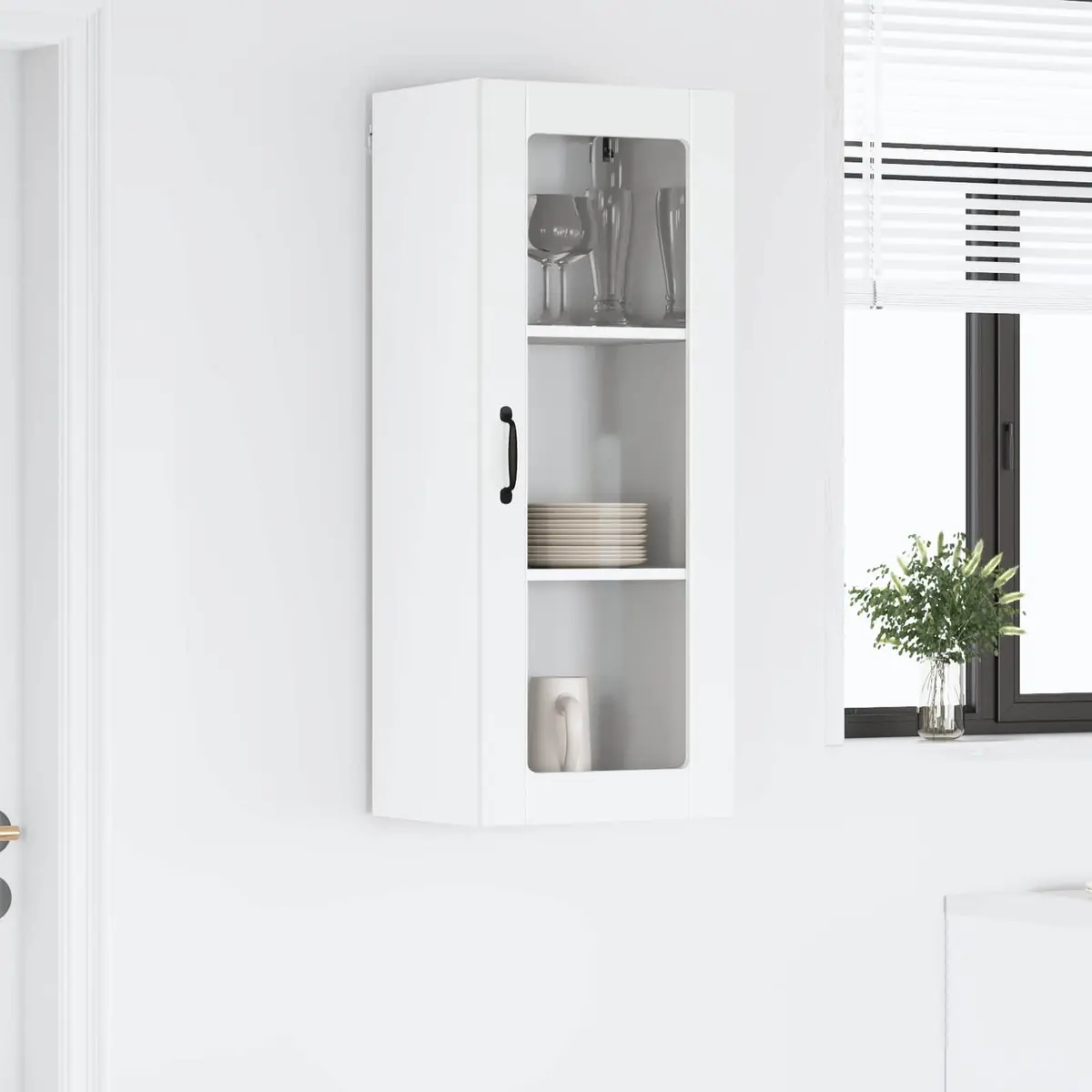 Wall Glass Cabinet White Kitchen Storage Unit Engineered Wood 40 x 31 x 100 cm