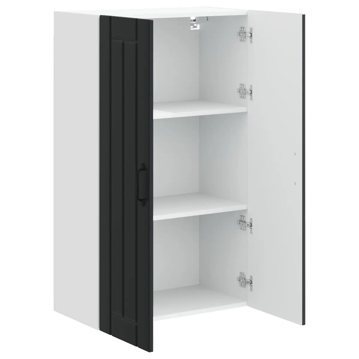 Wall Cabinet Black Rectangular Engineered Wood Modern Kitchen Storage
