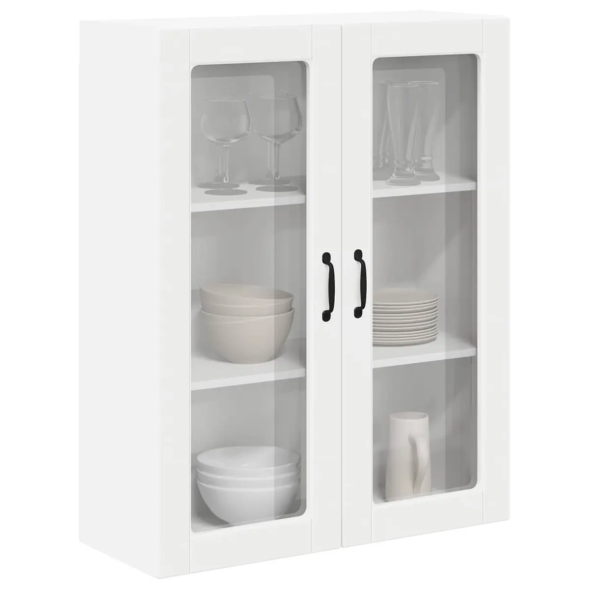 Wall Glass Cabinet White 80 x 31 x 100 cm Modern Kitchen Storage Unit