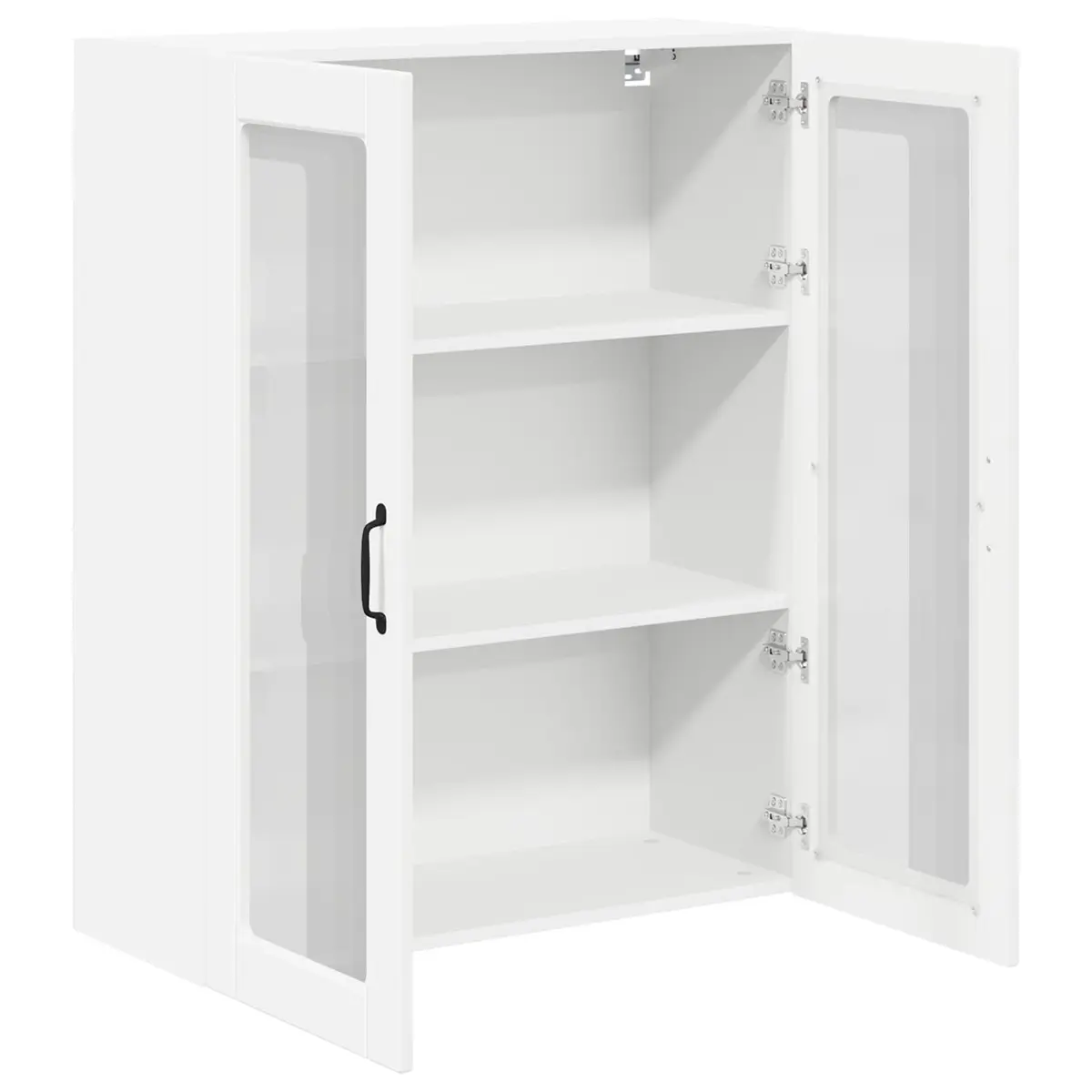 Wall Glass Cabinet White 80 x 31 x 100 cm Modern Kitchen Storage Unit